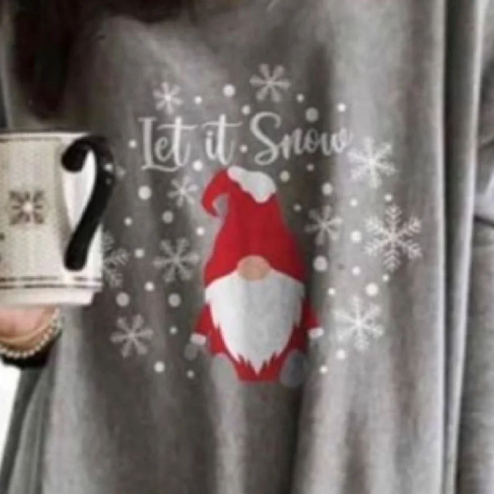 3/$20 NWOT Women’s Gray Christmas Gnome oversized dress or nightshirt - Picture 2 of 5